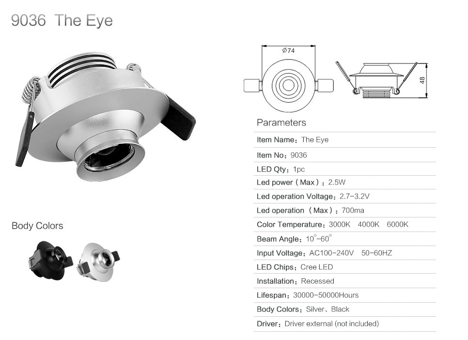Dimmable LED focus lighting