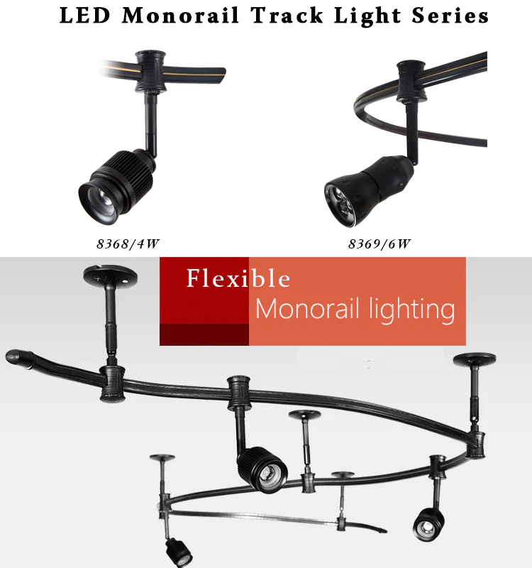Decorative flexible monorail track light with Cree LED 8369 6W Decorative flexible monorail track light with Cree LED 8369 6W